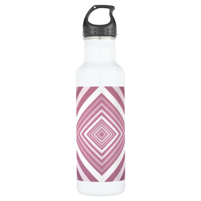 Modern Pink & White Gradation Squares Water Bottle (Front)
