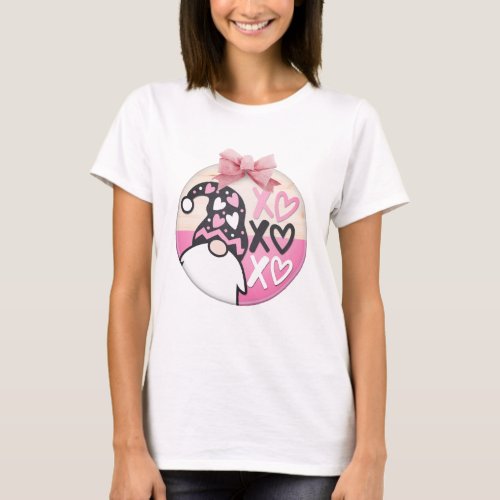 Modern pink white heart xo valentine angel T_Shirt