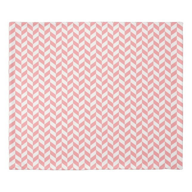 Modern Pink & White Herringbone Seamless Pattern Duvet Cover (Front)