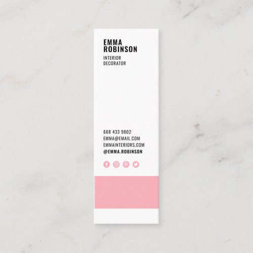 Modern pink white interior decorator paint swatch mini business card