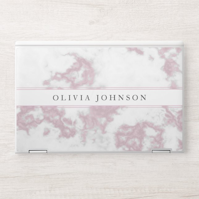 Modern Pink White Marble Pattern HP Laptop Skin (Front)