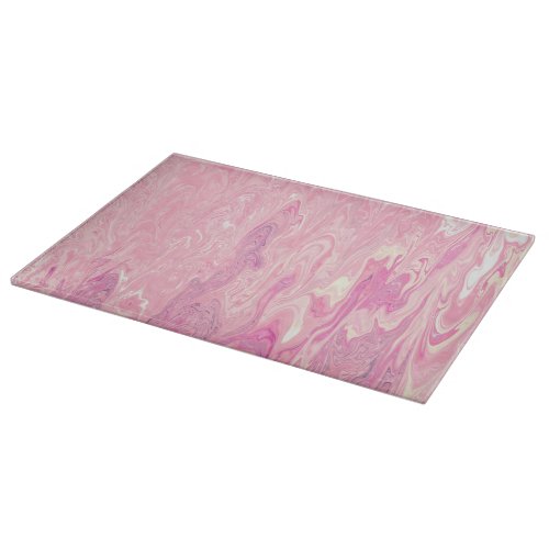 Modern pink White Marbling Paint Abstract Design Cutting Board
