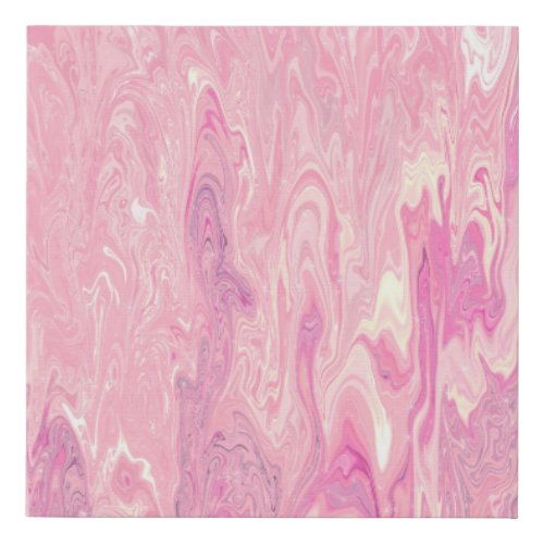 Modern pink White Marbling Paint Abstract Design Faux Canvas Print