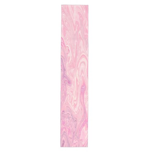 Modern pink White Marbling Paint Abstract Design Medium Table Runner