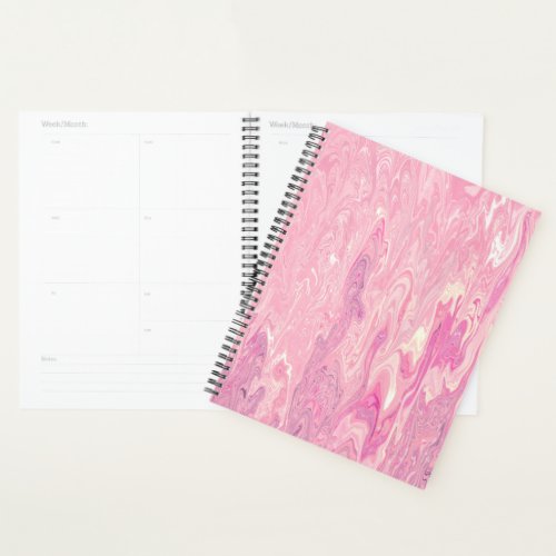 Modern pink White Marbling Paint Abstract Design Planner