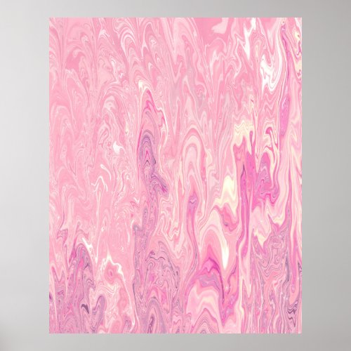 Modern pink White Marbling Paint Abstract Design Poster