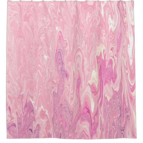 Modern pink White Marbling Paint Abstract Design Shower Curtain