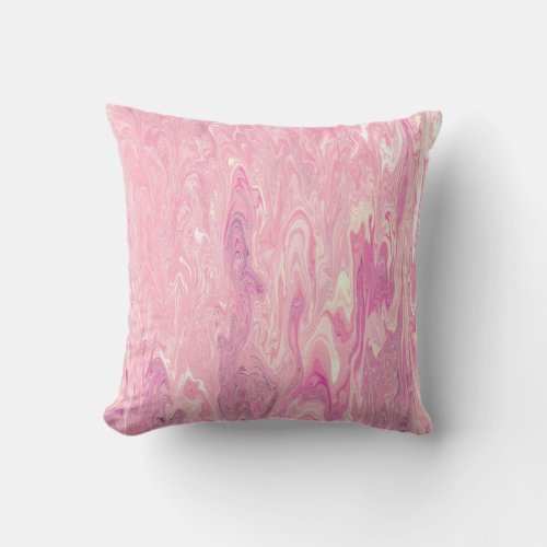 Modern pink White Marbling Paint Abstract Design Throw Pillow
