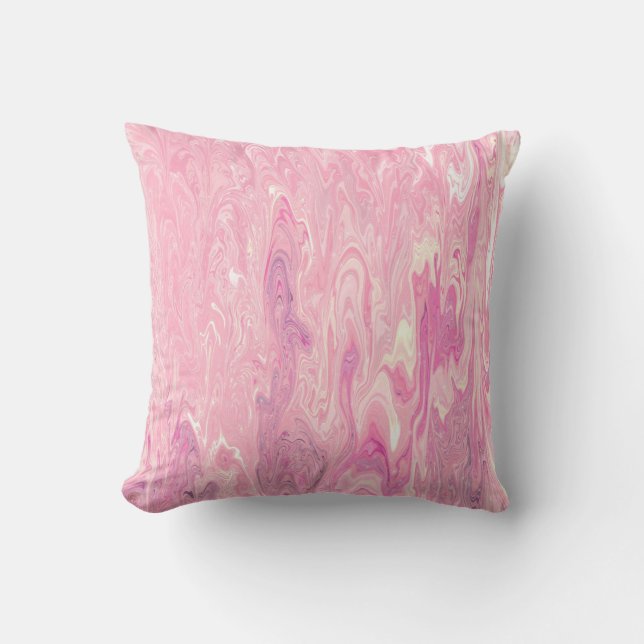 Modern pink White Marbling Paint Abstract Design Throw Pillow (Front)
