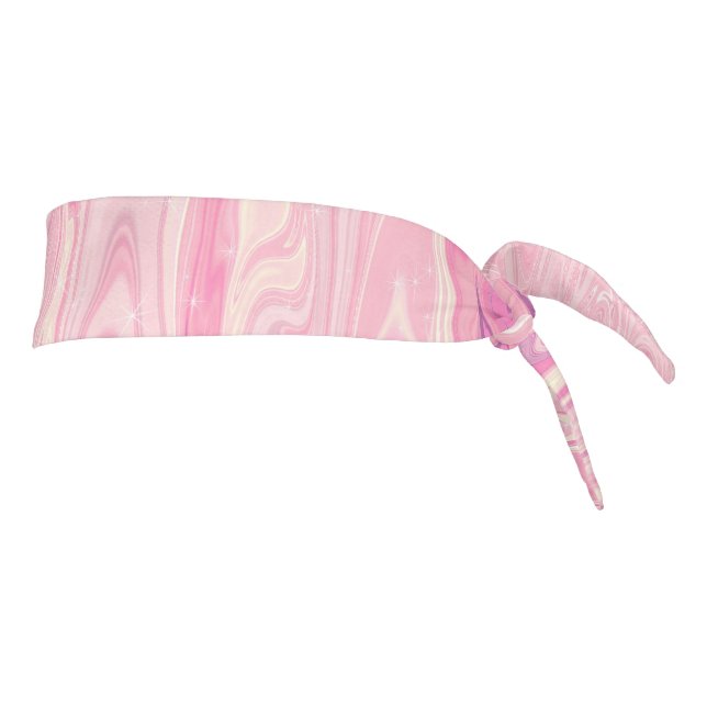 Modern pink White Marbling Paint Abstract Design Tie Headband (Rotate 90)