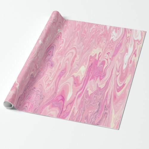 Modern pink White Marbling Paint Abstract Design Wrapping Paper