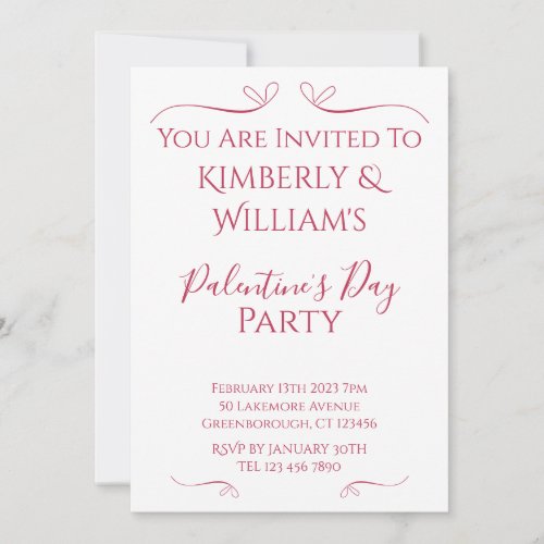 Modern Pink White Palentines Day Party Invitation