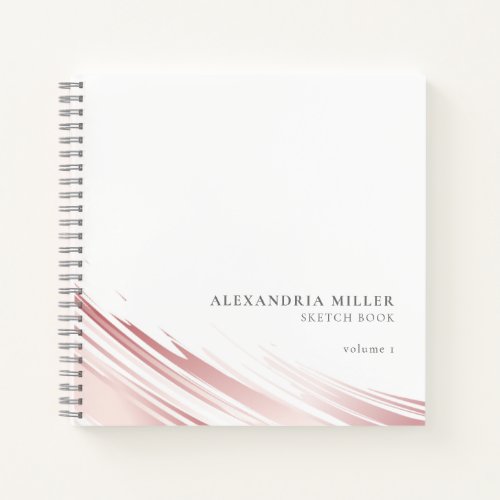 Modern Pink  White Personalized Sketchbook Notebook