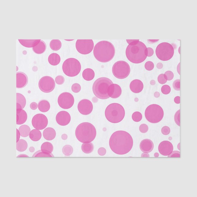 Modern Pink & White Polka Dot Bubbles Party Tissue Paper (Front)
