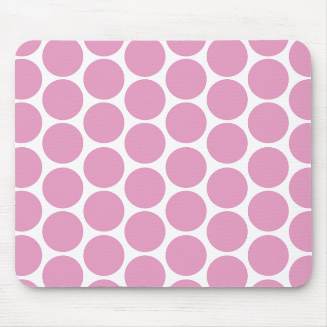 MODERN PINK, WHITE POLKA DOTS MOUSE PAD (Front)