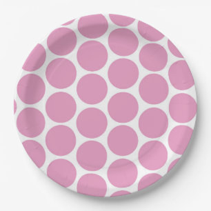 MODERN PINK, WHITE POLKA DOTS PAPER PLATES