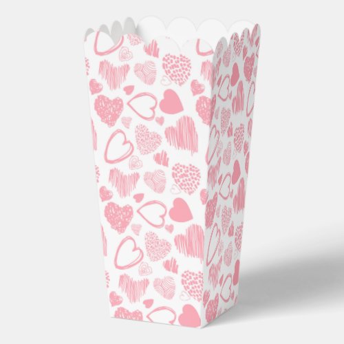 Modern Pink White Romantic Love Heart Doodle Favor Box