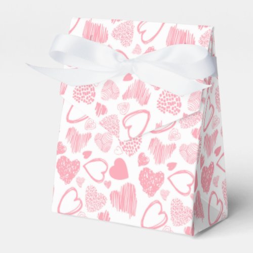 Modern Pink White Romantic Love Heart Doodle Favor Boxes
