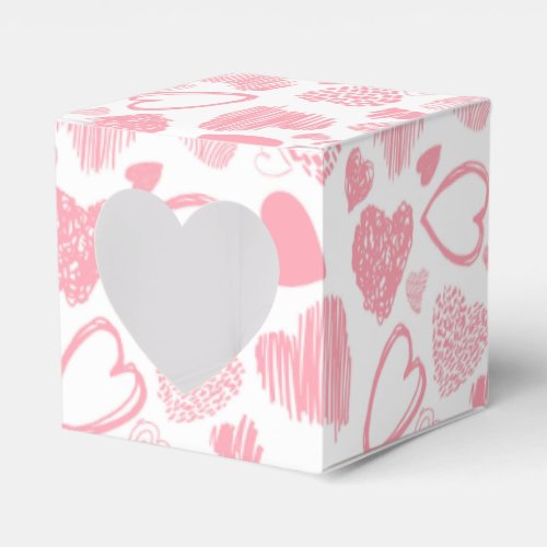 Modern Pink White Romantic Love Heart Doodle Favor Boxes