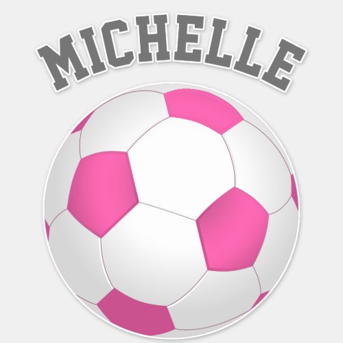 Modern pink white soccer ball _ add name sticker