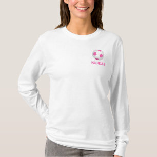Modern pink white soccer ball - add name T-Shirt