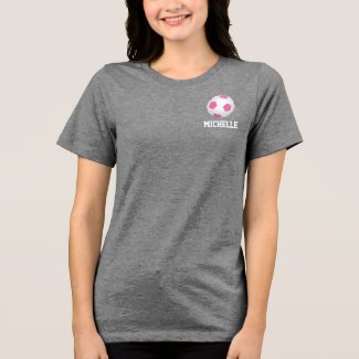 Modern pink white soccer ball - add name