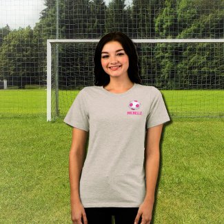 Modern pink white soccer ball - add name