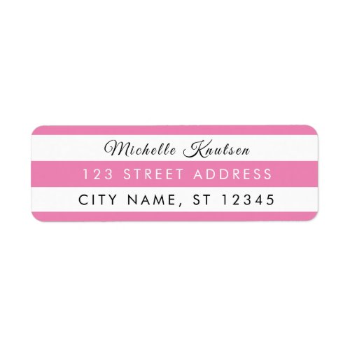 Modern Pink  White Stripes  Address Labels  