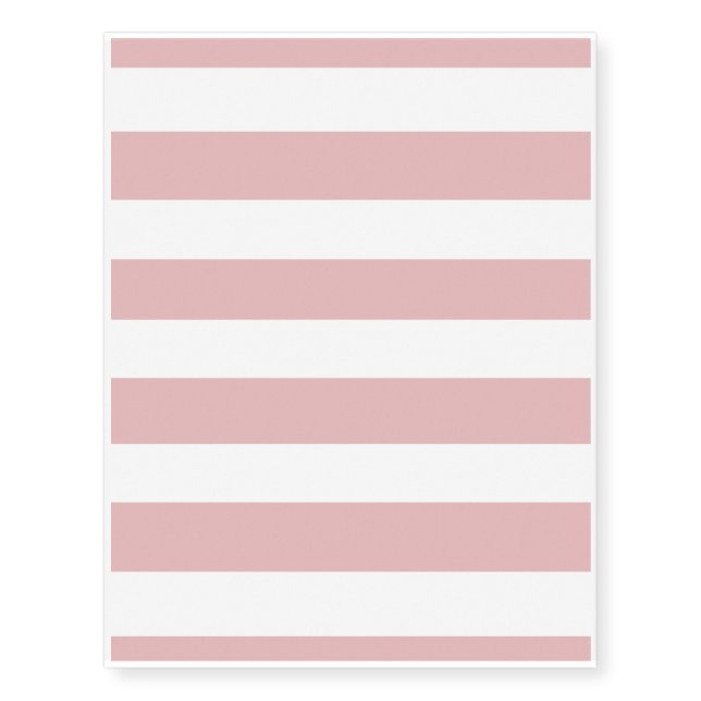 Modern Pink White Stripes Pattern Temporary Tattoos (Front)