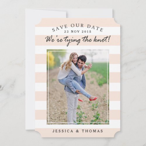 Modern Pink  White Stripes  Photo Save The Date