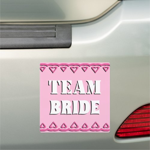 Modern Pink White Team Bride Bridal Party Wedding Car Magnet