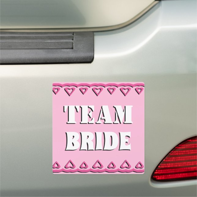 Modern Pink White Team Bride Bridal Party Wedding Car Magnet (In Situ)