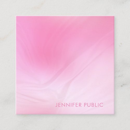 Modern Pink White Template Elegant Professional Square Business Card