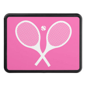 Modern Pink White Tennis Racket  Hitch Cover