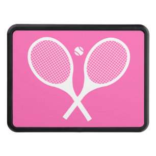 Modern Pink White Tennis Racket Hitch Cover