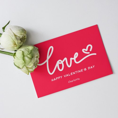 Modern Pink  White Valentine Day Heart Typography