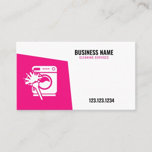 Modern Pink  White Washing Machine House Cleaning Business Card