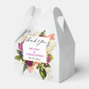Modern Pink & White Watercolor Floral Bouquet Favor Boxes