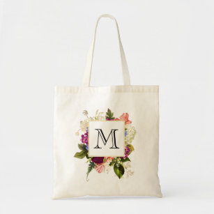 Modern Pink & White Watercolor Floral Bouquet Tote Bag