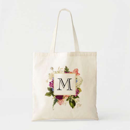 Modern Pink  White Watercolor Floral Bouquet Tote Bag