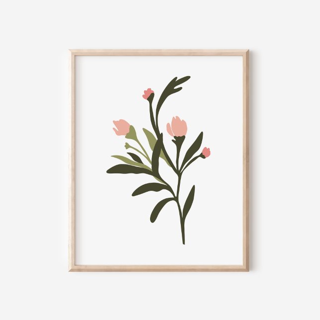 Modern Pink Wildflowers Illustration Art Poster (Creator Uploaded)
