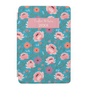 Modern Pink Wildflowers with Name iPad Mini Cover