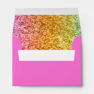 Modern Pink with Colourful Glitter Party Invite Envelope
