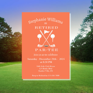 Modern Pink Woman Retirement Golf Emblem Clubs Invitation