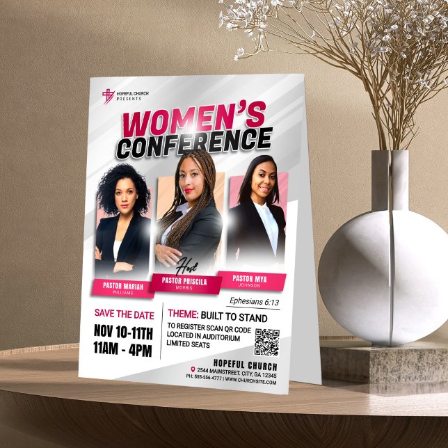 Modern Pink Women's Church Conference Gathering Table Tent (Creator Uploaded)