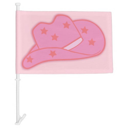 Modern Pink Yee Haw Cowgirl Cowboy Hat Rodeo Car Flag