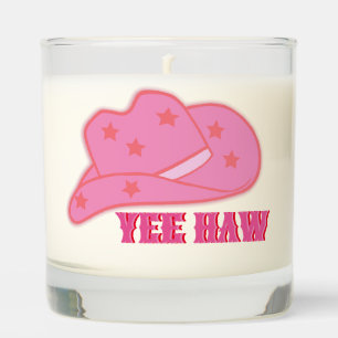Modern Pink Yee Haw Cowgirl Cowboy Hat Rodeo Scented Candle