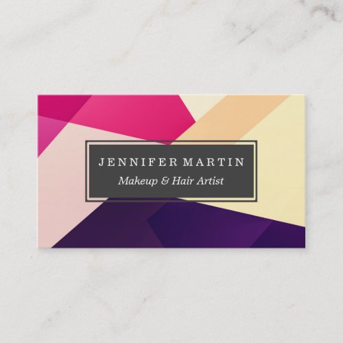 Modern Pink Yellow Black Geometric Pattern Business Card