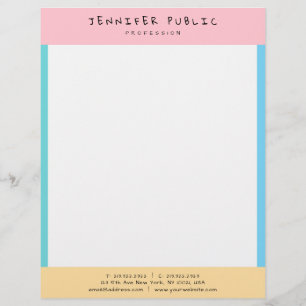 Modern Pink Yellow Blue Green Elegant Colorful Letterhead