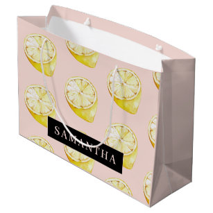 24pcs Lemon Party Bags,Summer Cool Paper Bags,Lemon Juice Gift Bags,Yellow  Lemon Party Favor Bags with 36pcs Lemon Stickers